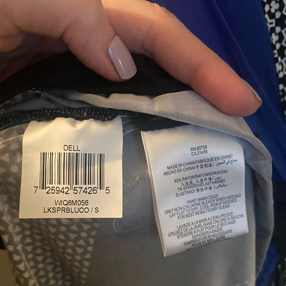 Bcbgmaxazria Patchwork Printed Black Blue Dress - image 6